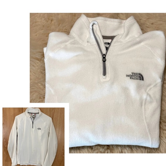The North Face White Glacier Fleece 1/4 Zip Pullover Jacket - Picture 1 of 6